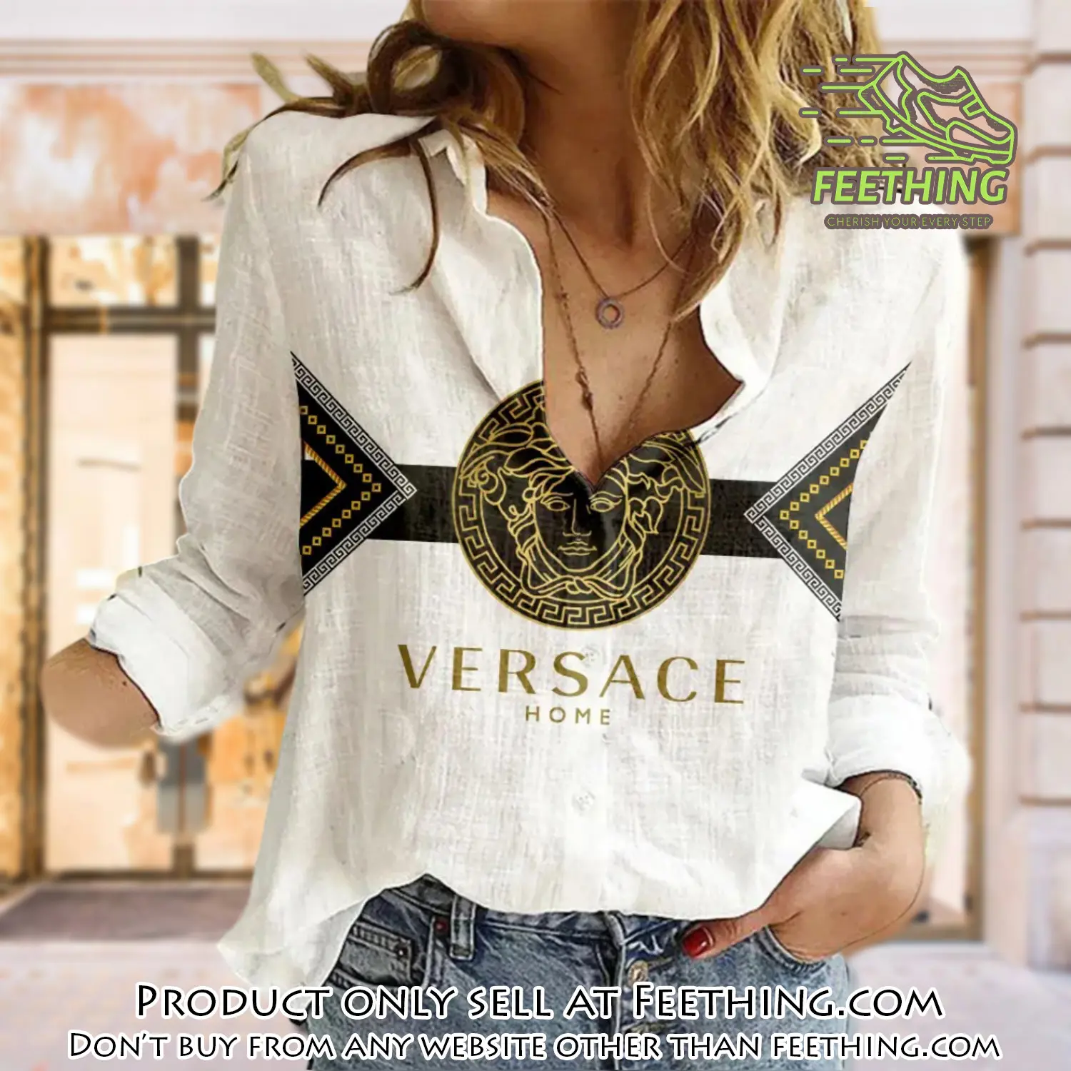 Versace luxury women casual shirt linen shirt wcs1068 ft5305887